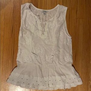 Small White Lucky Brand Floral Embroidered Tunic